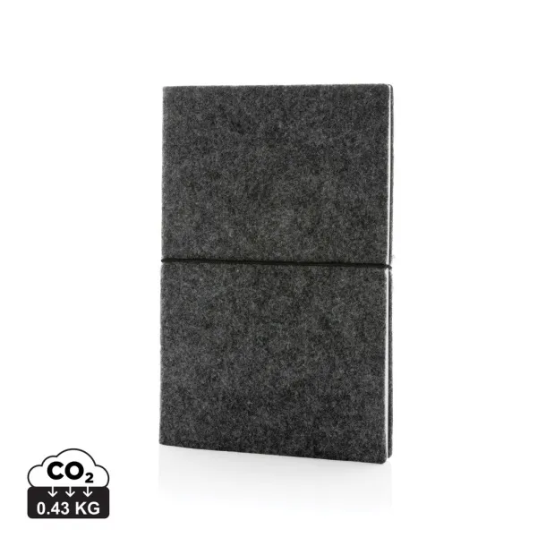  GRS certified recycled felt A5 softcover notebook - XD Collection Black 