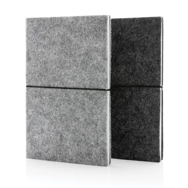  GRS certified recycled felt A5 softcover notebook - XD Collection Grey 