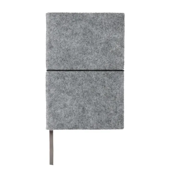  GRS certified recycled felt A5 softcover notebook - XD Collection Grey 