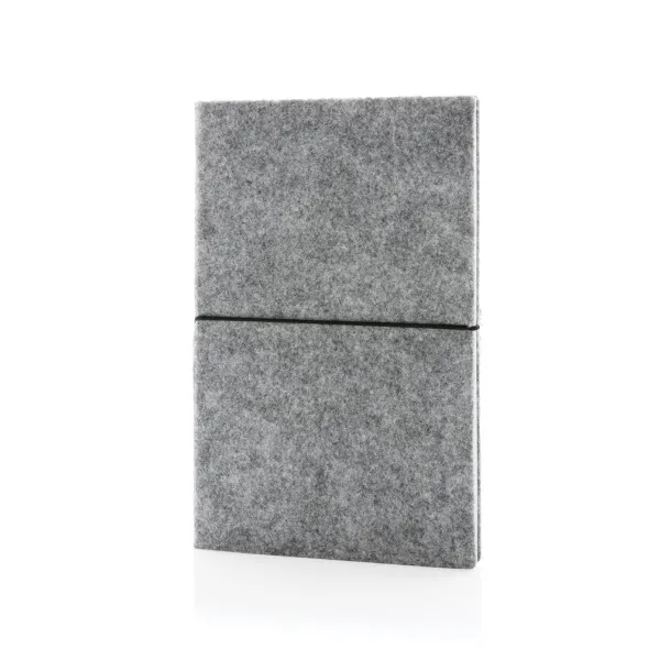  GRS certified recycled felt A5 softcover notebook - XD Collection Grey 