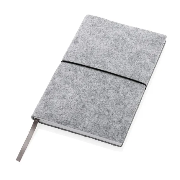  GRS certified recycled felt A5 softcover notebook - XD Collection Grey 