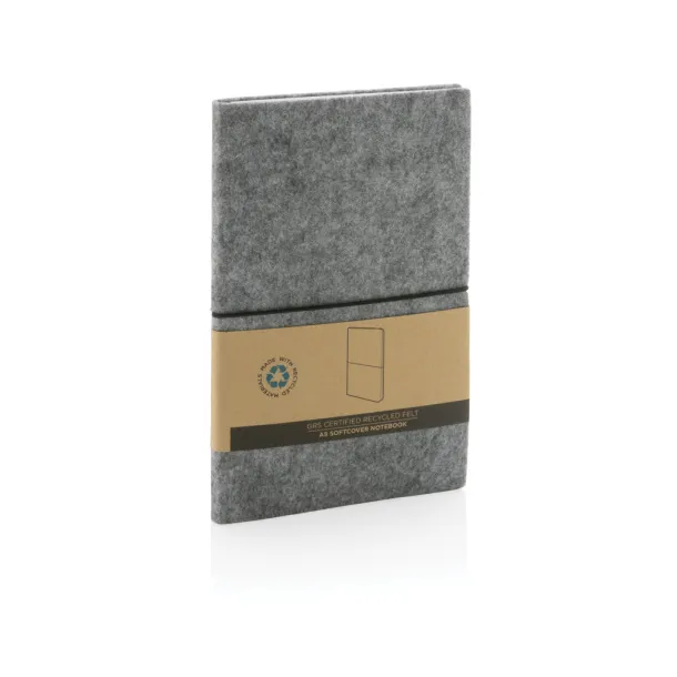  notes s mekanim koricama od GRS certificiranog recikliranog filca, A5 - XD Collection Siva