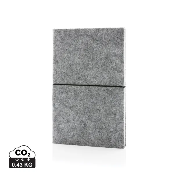  GRS certified recycled felt A5 softcover notebook - XD Collection Grey 