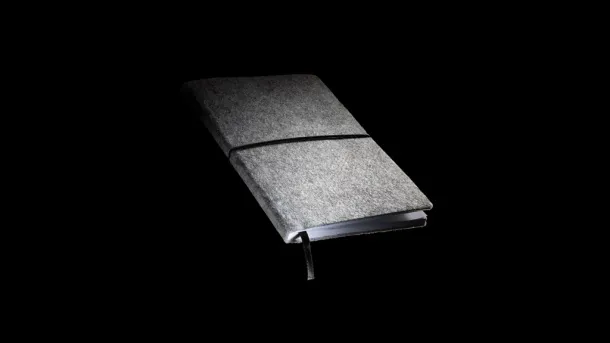  GRS certified recycled felt A5 softcover notebook - XD Collection Grey 