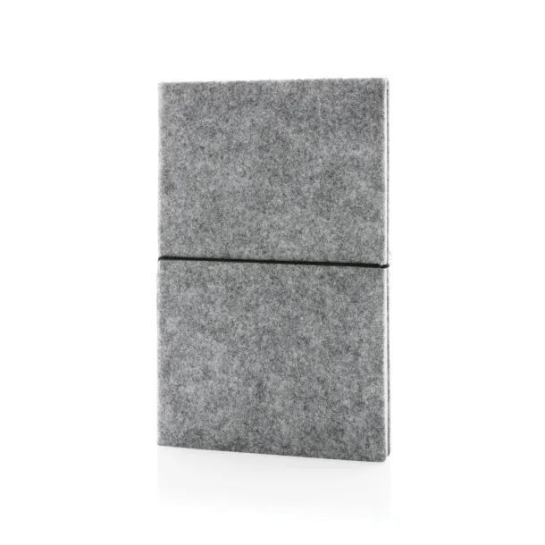  GRS certified recycled felt A5 softcover notebook - XD Collection Grey 