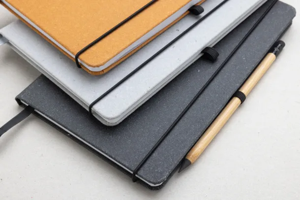  Recycled leather hardcover notebook A5 - XD Collection light grey 