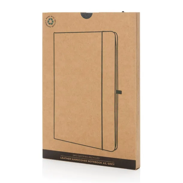  Recycled leather hardcover notebook A5 - XD Collection Grey 