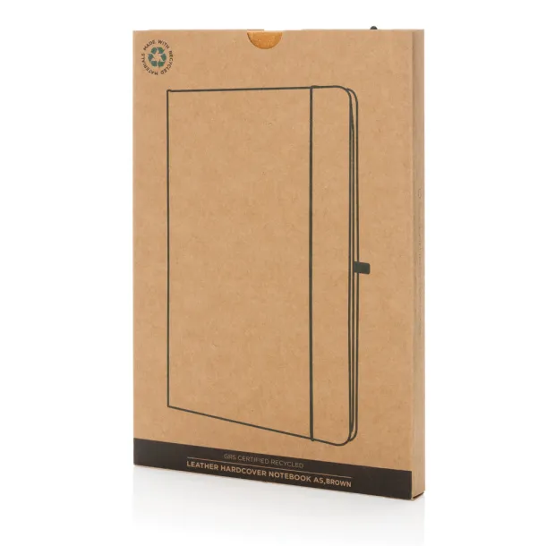  Recycled leather hardcover notebook A5 - XD Collection Brown 