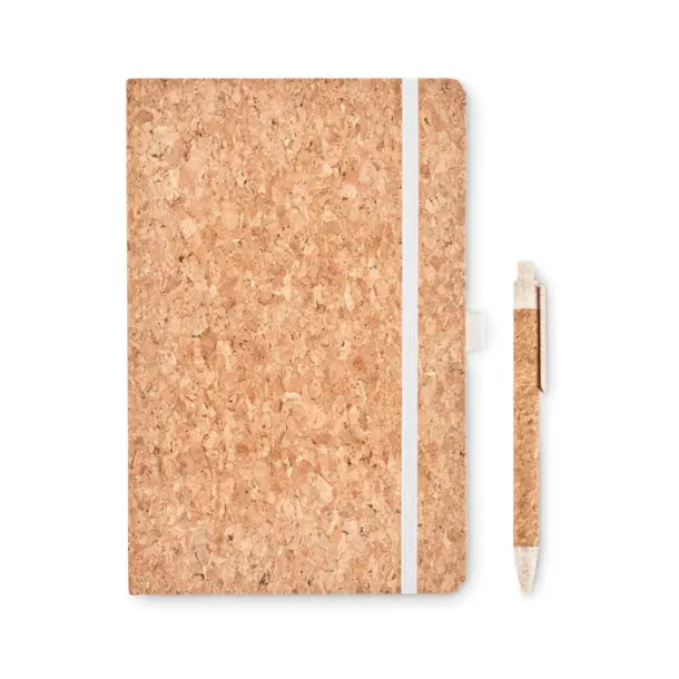 SUBER SET A5 cork notebook and pen set Beige