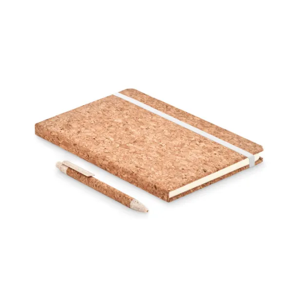 SUBER SET A5 cork notebook and pen set Beige