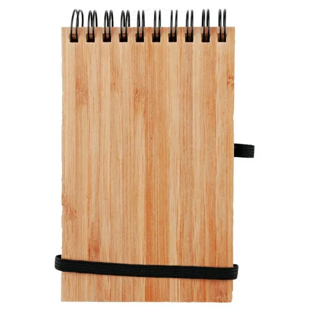  Bamboo notebook A6 with ball pen brown