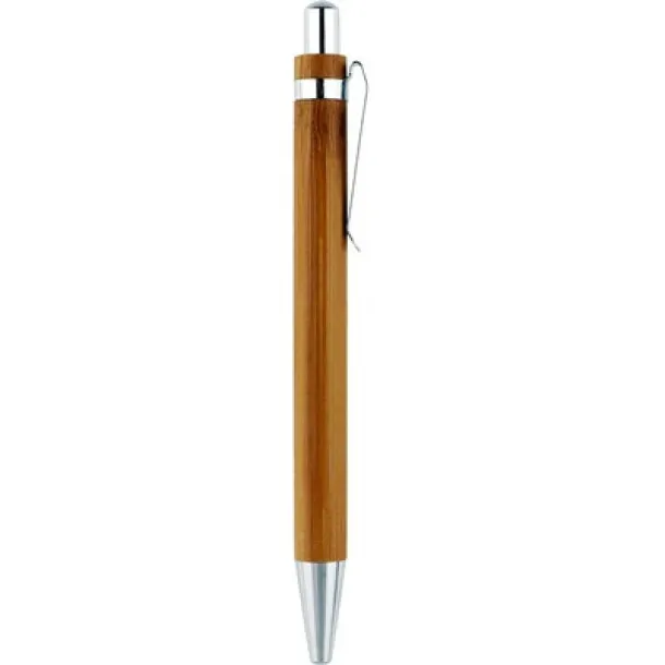  Bamboo notebook A6 with ball pen brown