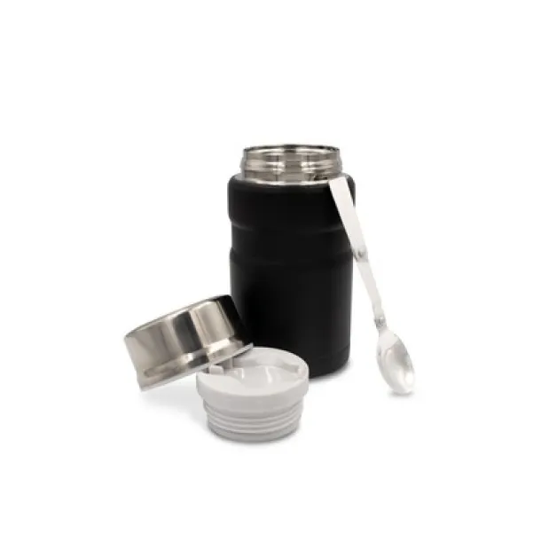  Thermo food container 650 ml with foldable spoon Air Gifts black