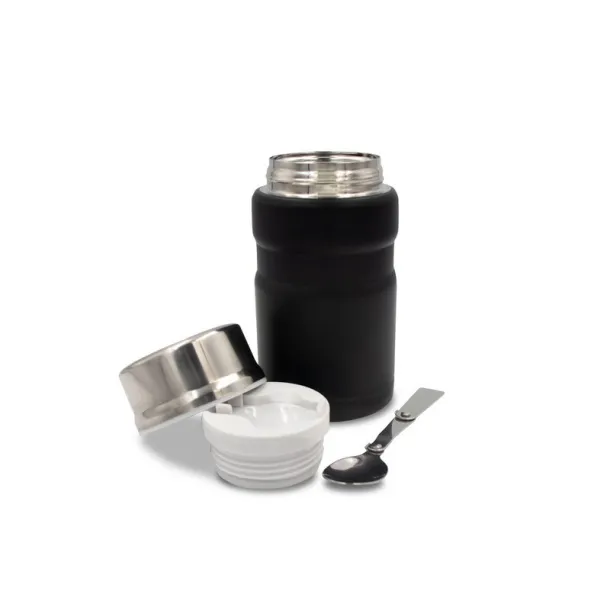  Thermo food container 650 ml with foldable spoon Air Gifts Crna