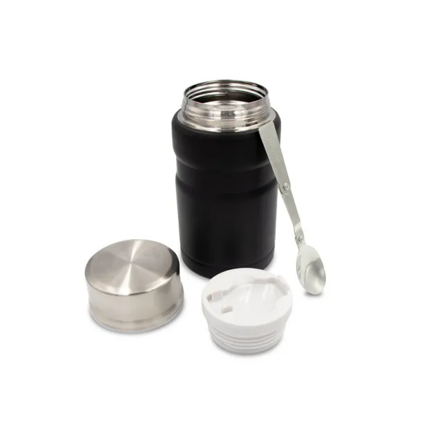  Thermo food container 650 ml with foldable spoon Air Gifts black