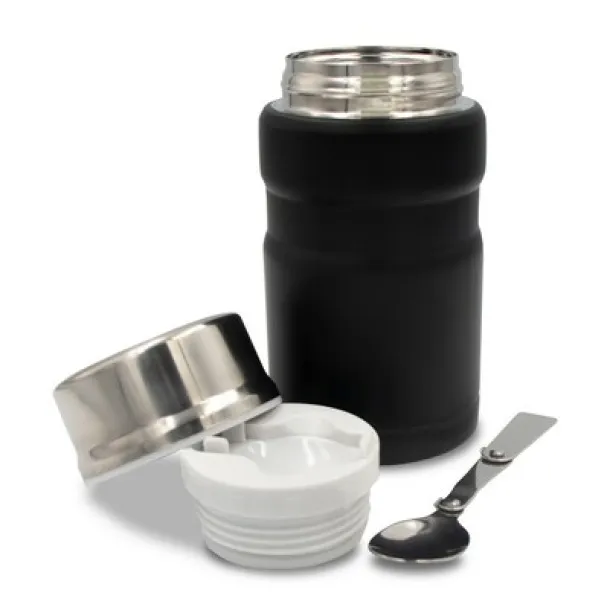  Thermo food container 650 ml with foldable spoon Air Gifts black