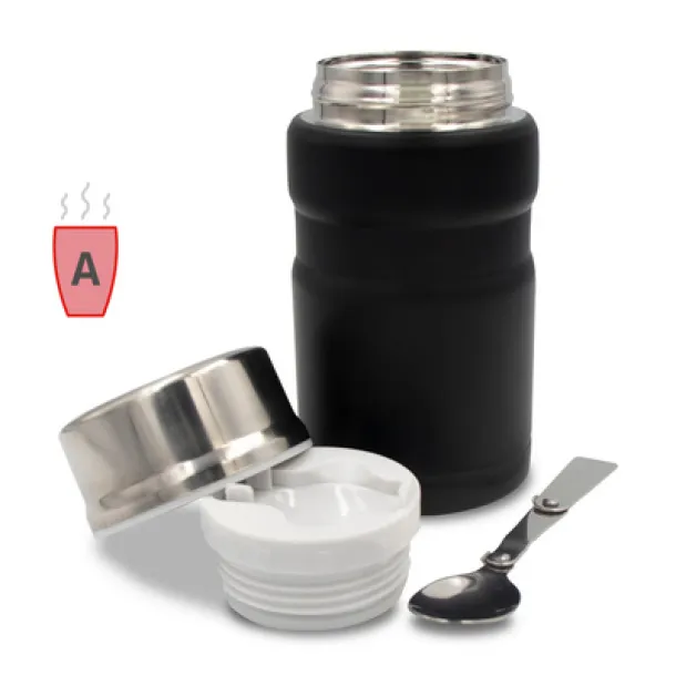  Thermo food container 650 ml with foldable spoon Air Gifts black