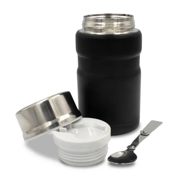  Thermo food container 650 ml with foldable spoon Air Gifts black