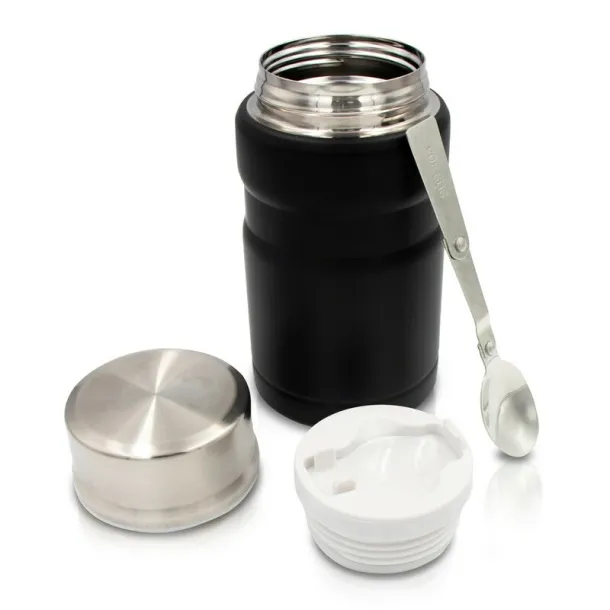  Thermo food container 650 ml with foldable spoon Air Gifts black