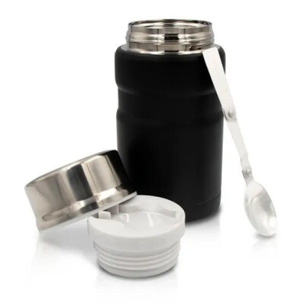  Thermo food container 650 ml with foldable spoon Air Gifts black