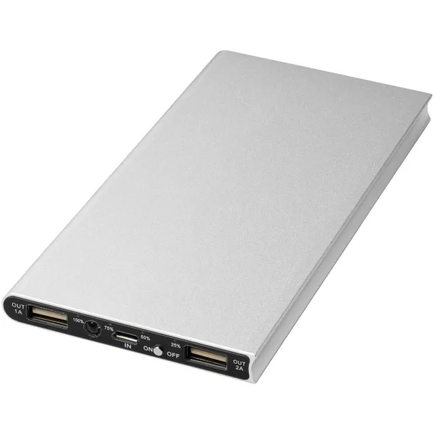 Plate aluminijska prijenosna baterija, 8 000 mAh Srebrna