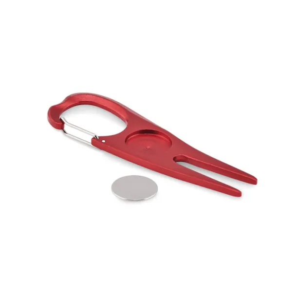 MULLIGAN Aluminium golf divot tool Red