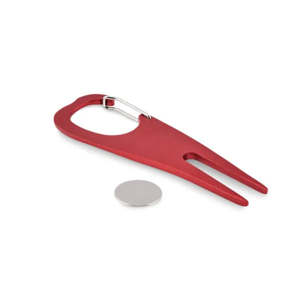 MULLIGAN Aluminium golf divot tool Red