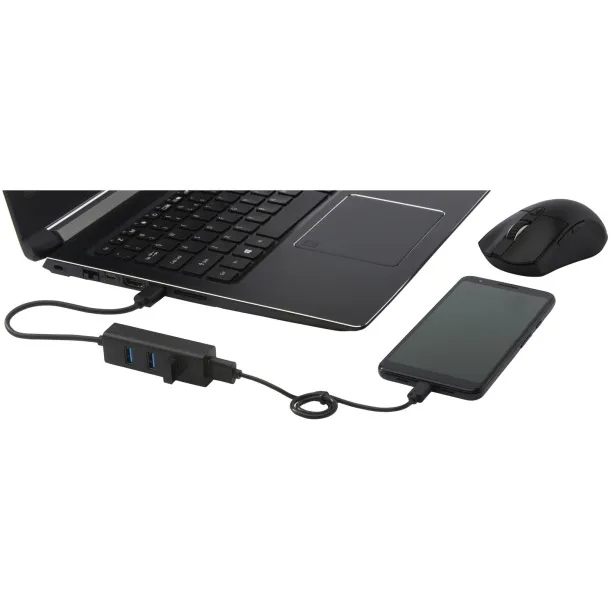 Adapt Aluminijski USB 3.0 hub - Tekiō® Solid black