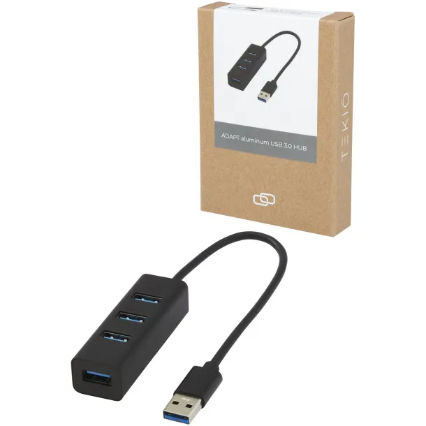 Adapt Aluminijski USB 3.0 hub - Tekiō® Solid black