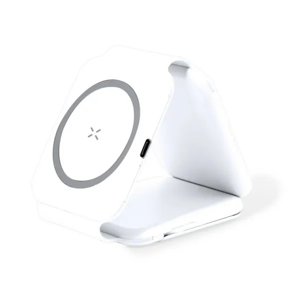  Magnetic wireless charger 15W, charging and synchronization cable, 3 adapters included, phone stand Bijela