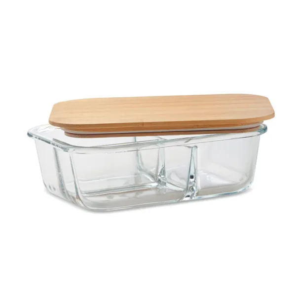 TUNDRA 3 Glass lunch box with bamboo lid Transparent