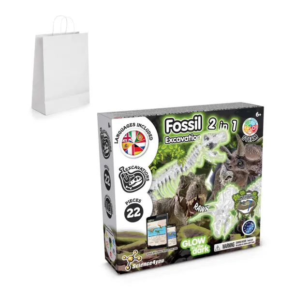 2 in 1 Fossil Excavation Kit II Educational game supplied with a kraft paper gift bag (90 g/m²)