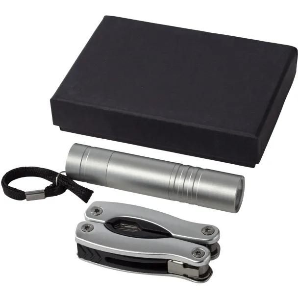 Scout multi-function knife and LED flashlight set - Bullet Silver