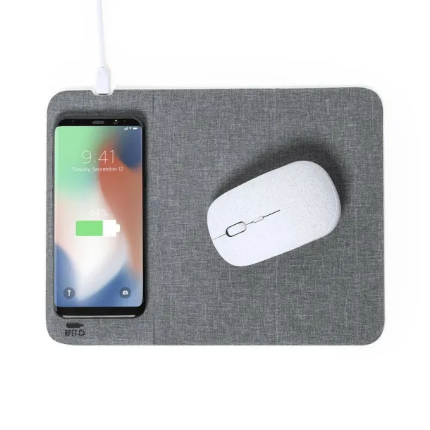  RPET mouse pad, wireless charger 10W graphite