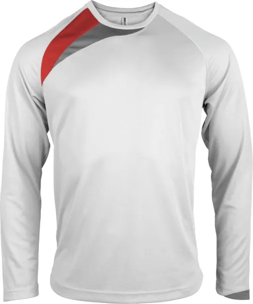  UNISEX LONG-SLEEVED SPORTS T-SHIRT - Proact White Sporty Red
