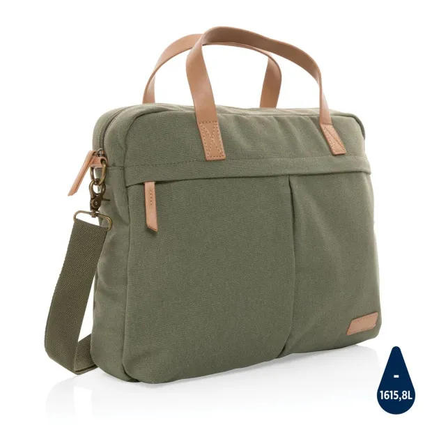  Impact AWARE™ 16 oz. recycled canvas laptop bag - XD Collection Green 