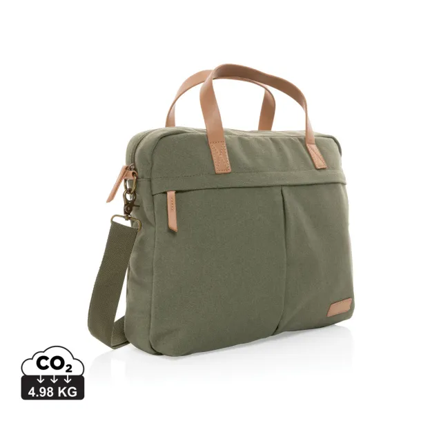  Impact AWARE™ 16 oz. recycled canvas laptop bag - XD Collection Green 