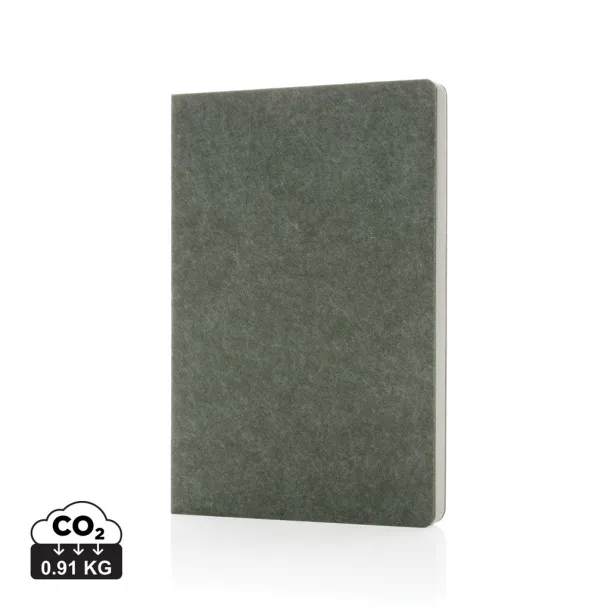  Phrase GRS certified recycled felt A5 notebook - XD Collection Zelena