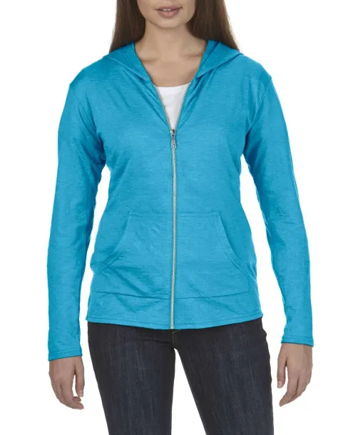  WOMEN'S TRI-BLEND FULL-ZIP HOODED JACKET - Anvil Heather Caribbean Blue