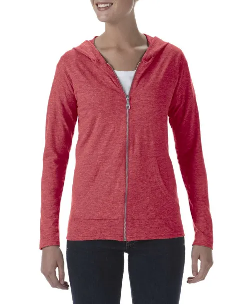  WOMEN'S TRI-BLEND FULL-ZIP HOODED JACKET - Anvil Heather Red