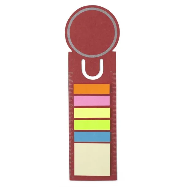  Memo holder, sticky notes, bookmark, notebook, ruler red