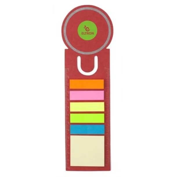  Memo holder, sticky notes, bookmark, notebook, ruler red