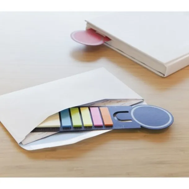  Memo holder, sticky notes, bookmark, notebook, ruler navy blue