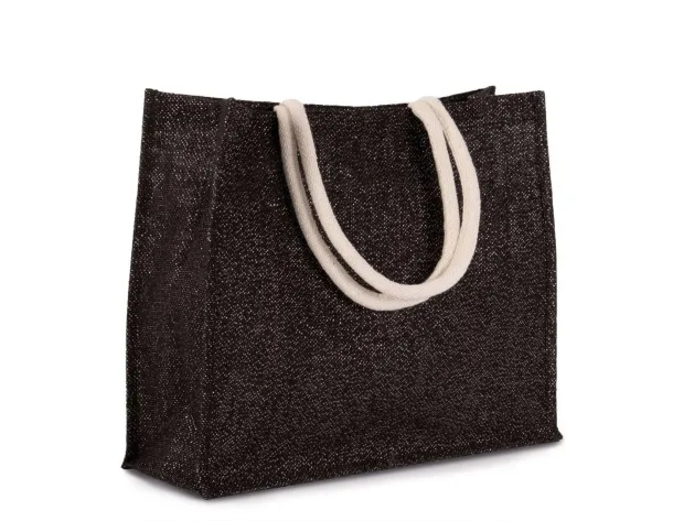  JUTE BEACH BAG - Kimood Black Light Grey