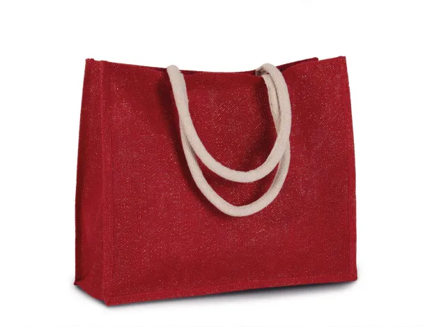  JUTE BEACH BAG - Kimood Cherry Red Gold