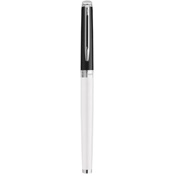 Hemisphere colour blocking fountain pen with palladium trim (blue ink) - Waterman White Solid black