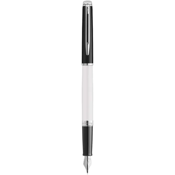Hemisphere colour blocking fountain pen with palladium trim (blue ink) - Waterman White Solid black