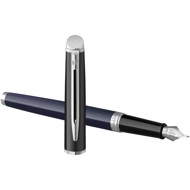 Hemisphere colour blocking fountain pen with palladium trim (blue ink) - Waterman Blue Solid black