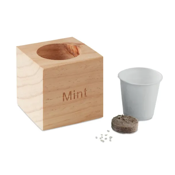 MENTA Herb pot wood "MINT" Wood