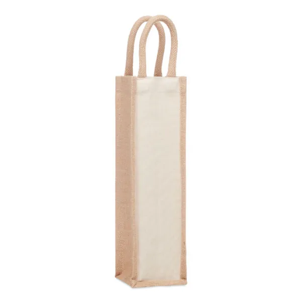 CAMPO DI VINO Jute wine bag for one bottle Beige